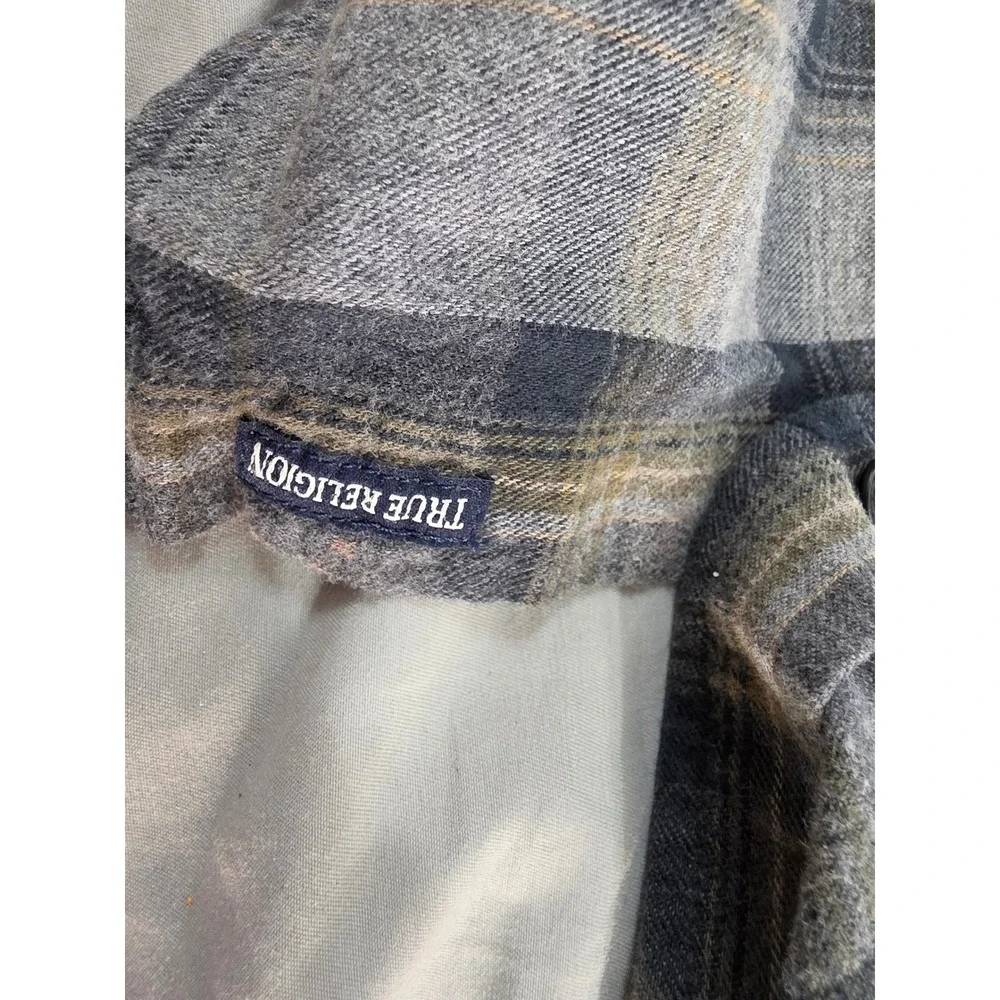 True Religion Mens Grey Plaid Western Flannel Shirt M40002AR8 M
